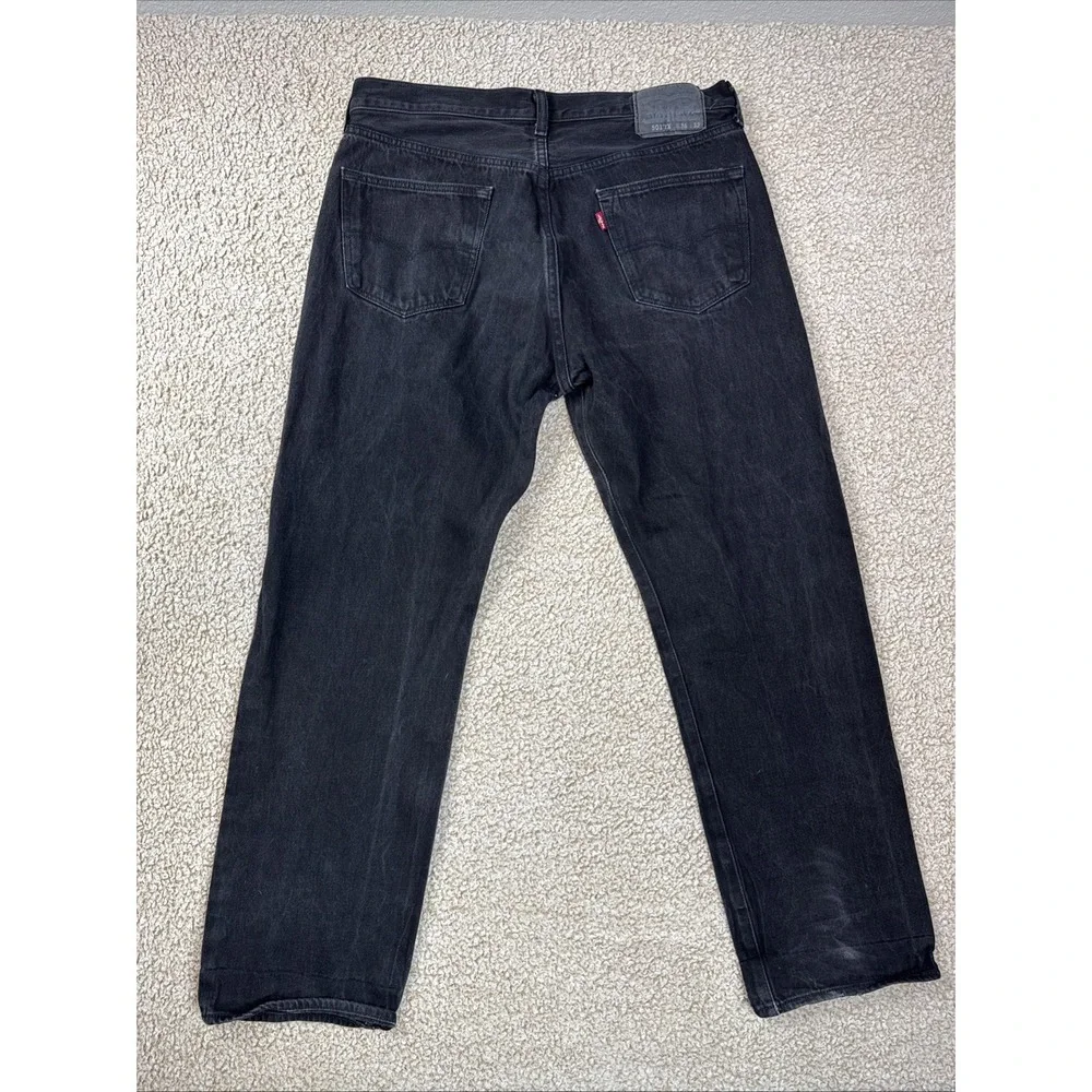 Levis 501XX Jeans Mens 36x32 Black Denim Button Fly Dark Wash Vintage Bootcut